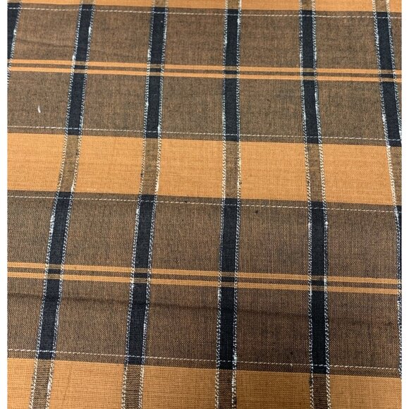 Plaid Orange Brown Cotton Fabric 39" x 32" Sewing Craft Quilting - Picture 1 of 4